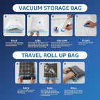30 Pack Vacuum Storage Bags, Compression Storage Bags, Space Saver Bags for Comforters, Blankets, Pillows and Clothes Storage, Hand Pump Included (5 Jumbo/5 L/5 M/5 S/5 Roll M/5 Roll S)