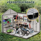 8 x 10 FT Plastic Outdoor Storage Shed with Floor, Resin Storage Tool Shed with Windows and Lockable Door, Outdoor Garden Shed for Lawnmower, Bike, Pool Supply