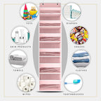 HOMELUX THEORY UPGRADED 6 Tiers Over The Door Organizer Hanging - 100D EXTRA THICK & 50lbs HUGE CAPACITY, 12 Side Mesh Pockets Over The Door Shoe Organizer, Hanging Closet Organizer (Baby Pink, 2pc)
