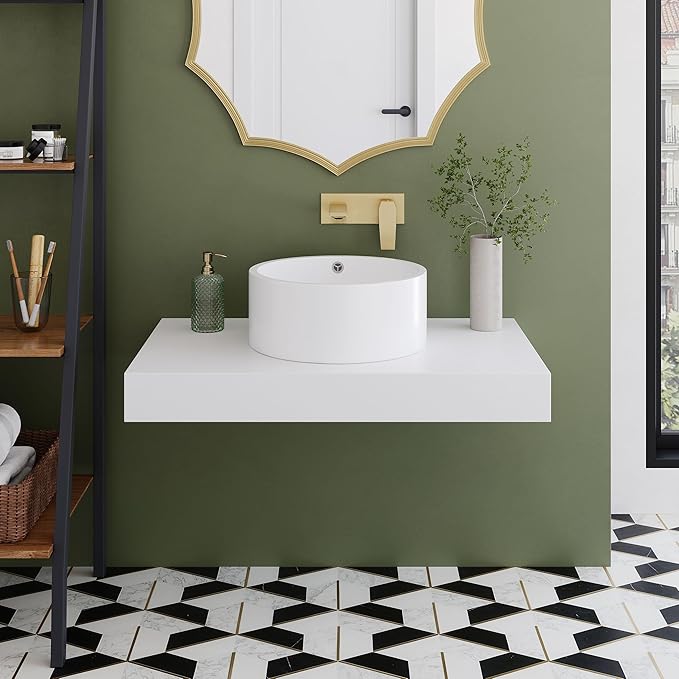 Monaco 36" Floating Bathroom Floating Vanity Counter in Glossy White (SM-VS252)