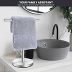 T-Shape Bath Hand Towel Holder Stand, Stainless Steel Free Standing Hand Towel Rack, for Bathroom Kitchen & Countertop, Silver, 2 Pack