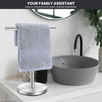 T-Shape Bath Hand Towel Holder Stand, Stainless Steel Free Standing Hand Towel Rack, for Bathroom Kitchen & Countertop, Silver