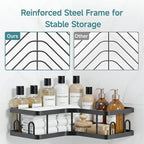 Veken Corner Shower Caddy 6-Pack, Advanced Rustproof Design, No Drilling Adhesive Shelves, Rack with Soap Holder, Large Capacity Bathroom Organizers and Storage, Wall-Mounted Kitchen&Home Decor,Black