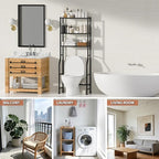 3-Tier Over The Toilet Storage, Freestanding Metal Bathroom Shelves, Space Saver Above The Over Toilet Storage Shelf for Bathroom (Black)