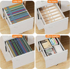 SUXXAN 2 Drawers Mobile File Cabinet, Metal Under Desk Cabinet with Lock, for Office Home, Legal/Letter Size, W14.57”x D17.36”x H25.79”, Assembly Required
