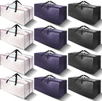 12 Pack Heavy Duty Large Moving Bags W/Backpack Straps - Strong Handles & Zippers, Storage Totes, Fold Flat, Alternative to Moving Box and Storage Bin, Semi-Transparent+Blue+Black