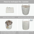 Woven Cotton Rope Laundry basket-15”X20” Laundry Hamper-Rope Storage Basket for Dirty Clothes, Toys and Blankets Perfect for Bathroom, Baby nursery and Living Room Storage (white)