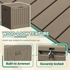 Devoko 40 Gallon Deck Box Outdoor Storage Box Waterproof for Patio, Large Outdoor Storage Bench Lockable for Outside (Brown, 40 Gallon)
