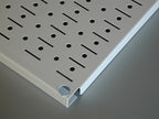 Wall Control Kitchen Pegboard Organizer Pots and Pans Storage Rack Organization Kit with Red Pegboard and White Accessories