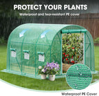 Grezone Walk-in Greenhouse Upgraded Green House with Dual Zippered Screen Doors & 6 Screen Windows Heavy Duty Plastic Plant Warm House with Reinforced Frame (10x7x7 FT)