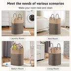 Laundry Basket,Woven Cotton Rope Laundry Hamper,Versatile Storage for Dirty Clothes,Baby Toys,and Blankets in Bathroom, Nursery,and Living Room (Jute, 80L)
