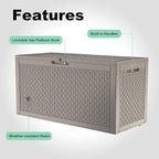New 100 Gallon Outdoor Storage Box, Resin Deck Boxes Waterproof, Indoor Outdoor Bin for Package Delivery, Patio Cushions, Gardening Tools, Lockable, UV Resistant