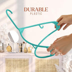 Plastic Hangers 20 Pack Aqua - Clothes Hangers - Makes The Perfect Coat Hanger and General Space Saving Clothes Hangers for Closet - Percheros Ganchos para Colgar Ropa Hangars