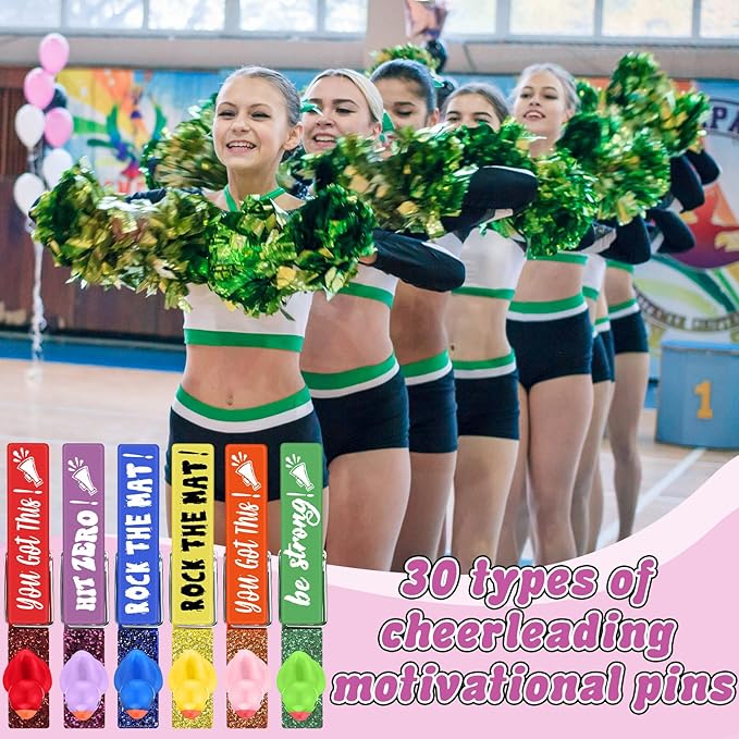 Kigeli 30 Pcs Spirit Clips Cheer Pins Cheerleader Gifts Clothes Pins for Backpacks Competition Glittered for Team Cheer Gifts Stuff Supplies Party Favors Accessories Bulk(Multicolor,Duck)