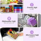 Bento Lunch Box for Kids, Plastic Lunch Box Case, 5/6 Tritan Compartments, BPA free, Ideal Portion Sizes for On-the-Go Meal, Shiny Purple and Clear