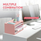 SUPEASY Wood Desk Organizer, 3 Tier Paper File Organizer for Desk, Wooden Desktop Organizer, Paper Letter Literature Mail Sorter, for Office School & Home Organization, Pink
