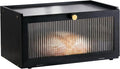 Black Bread Box for Kitchen Countertop - Modern bamboo Bread box with Window Bread Storage Container