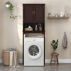 Yaheetech Over The Toilet Storage with 2 Doors & Adjustable Shelf, Free Standing Toilet Rack Wooden Space-saving Collect Cabinet, Bathroom Furniture, 9Dx24.5Wx66H Inches, Espresso