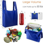 BeeGreen Blue Reusable Grocery Bags Wholesale Blue Reusable Kitchen Bags Bulk Foldable-Machine Washable with Zipper Storage Pouch 20 Packs