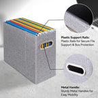 4 Packs Letter Size File Organizer, File Folders Organizer, Fabric Storage Box, Collapsible Paper Organizer with Metal Handle, Smooth PVC Rails, Only Box (Gray)