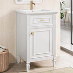20 in Small Bathroom Vanity with Sink,Soft Closing Door,Tilt-Out Drawer and Adjustable Shelf,Solid Wood Modern Single Bathroom Sink Cabinet,Freestanding (White)