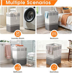2 Pack Large Home Laundry Basket, Laundry Hamper, Freestanding Waterproof Dirty Clothes Bag, Tall Clothes Hamper - Extended & Reinforced Handles for College Dorm, Family (Light Grey/88L)