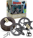 Strata Urban Grey Harmony Clothesline Outdoor Heavy Duty Kit - 150 Feet Galvanized Wire PVC Coating, 6.5" Clothes line Pulley 2pcs, Metal Mini Winch Tightener 1pc & 2 Metal Hooks