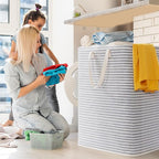 Lifewit 3 Pack Laundry Basket 125L Each, Collapsible Clothes Hamper with Reinforced Handles, Freestanding Waterproof Design for Bedroom and Laundry Room, Grey 375L Total