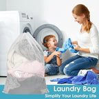 3 Pack Mesh Laundry Bags, 23 x 34 Inches Heavy Duty Mesh Laundry Bag, Large Laundry Drawstring Bag for College, Dorm, Travel, Family and Apartment Dwellers, White