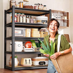 Heavy Duty Garage Storage Shelves 5-Tier Adjustable Metal Rack, 71" x 35" x 16" Utility Steel Shelving Unit, 2050LBS Capacity Organizer for Basement, Shop, Garage, Pantry, Laundry Room, Black