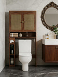 KIGOTY Over The Toilet Storage Cabinet, Bathroom Storage Organizer with 2 Doors, Toilet Rack with Adjustable Shelf,Freestanding Space-Saving Storage Rack for Toilet, Laundry Room,Wulnat-Brown