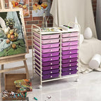 GOFLAME 20-Drawer Rolling Storage Cart, Multifunctional Art Craft Organizer Cart, Mobile Utility Storage Cart with Removable Drawers & Lockable Wheels, Craft Cart for Home Office, Purple Gradient