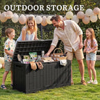 YITAHOME 60 Gallon Resin Deck Box, Weather Resistant Outdoor Rattan Storage Box, Lockable Indoor Outdoor Storage for Supplies and Essentials, Black