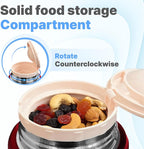 Earth&ME Stainless Steel Thermo For Hot Food 17OZ with Folding Spoon, Vacuum Insulated Food Container, Soup Thermo with Wide Mouth, Insulated Food Jar for Hot & Cold Food, Red