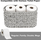 Sumnacon Toilet Paper Storage Basket Freestanding, Woven Toilet Paper Holder Stand with Handle, Decorative Narrow Bathroom Baskets Sturdy Plastic Organizer Bin for Tissue Rolls, Toiletries, Towels