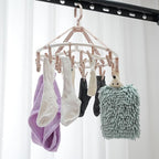 Clothes Drying Racks Foldable Clip Hangers Drip Hanger Plastic with 20 Drying Clips (Light Pink-Circle)