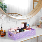 Honeydak Bling Rhinestone Bathroom Basket with Handle 13" x 6" x 3" Toilet Tank Tray, Crushed Diamond Bathroom Decor Accessories, Back of Toilet Storage Organizer, Sparkly Gifts for Women (Purple)