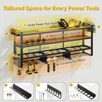 49" W Large Power Tool Organizer Wall Mount, 4 Layer Heavy Duty Loads 800 lbs, Tool Storage Rack Holds 12 Cordless Drills, Large Capacity Battery Holder for Garage, Gift for Men