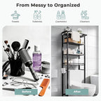 Over-The-Toilet Storage Shelf, 4-Tier Bathroom Organizer Shelf, Freestanding Space Saver Shelves Over Toilet with Adjustable Shelf for Bathroom, Black