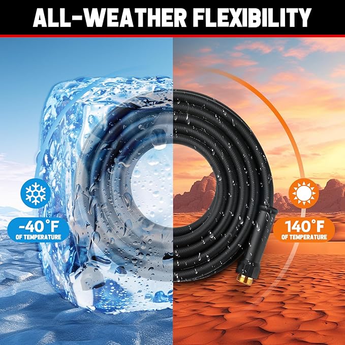 Short Garden Hose 10ft x 5/8", NON-EXPANDABLE Heavy Duty Premium Flexible Water Hose, No Kink, Leakproof, Lightweight Hybrid Hose with Male to Female Fittings for Household、Backyard