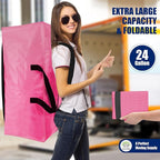 Cosy Family 8 Pack Heavy Duty Extra Large Moving Bags with Backpack Straps - Strong Handles & Zippers, Storage Totes For Space Saving, Fold Flat, Alternative to Moving Box, Pink