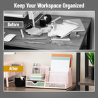 Mind Reader 7-Compartment Desktop Organizer, File & Accessory Storage, Metal Mesh Office Organizer for Desk, Workspace, Mail, Pink