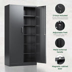 Letaya Metal Garage Storage Cabinets with Lock-72 Tall Tool Organizer Steel Lockers, 5 Adjustable Layers Shelves for Home,Office,Warehouse,Garage,(Black-72“) | with Lock, 72 Tall, Tool Organizer