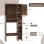 Shintenchi Over the Toilet Storage Cabinet, Bathroom Storage Cabient with Barn Doors, Bathroom Storage Shelf Organizer with Toilet Paper Holder, Adjustable Shelf and Anti-Tip Device, Walnut