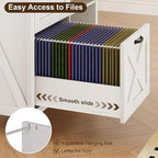 3 Drawer File Cabinet, Farmhouse Lateral Filing Cabinet Fits Files Letter or A4 Size, Wooden Printer Stand with Open Storage Adjustable Shelf for Home Office, White and Black