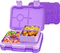 Bento Lunch Box for Kids, 6 Compartments BPA Free, Dishwasher Safe Back to School Snack Bento Lunch Containers Boxes, Ideal Portion Sizes for On-the-Go Meal, Shiny Purple