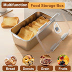 Bread Box 304 Stainless Steel Bread Container, Dishwasher Safe Bread Storage for Homemade Bread, Time Recording Bread Storage Container with Lid and Handle