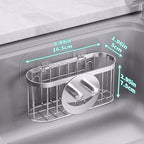 HapiRm Sink Caddy Sponge Holder - 2 Installation Ways Kitchen Sink Organizer with Smiley Face Sponge Holder, Stainless Steel Kitchen Caddy - Silver