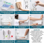 TAILI Corner Shower Caddy with Suction Cups, Wall Mounted Organizer Plastic Rack for Small Bathrooms, Kitchen, Removable Drill-Free Heavy Duty Shelf Basket, White
