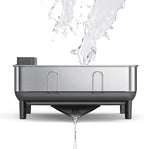 simplehuman Compact Dish Drying Rack with Stainless Steel Frame, 360º Easy Drain Swivel Spout, Utensil Holder, Anti-Residue Coating, Moisture Control Surface, Grey